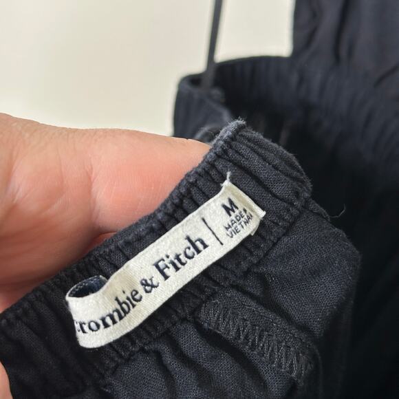 ABERCROMBIE & FITCH Linen Blend Cut Open Black Maxi Vacation Dress Sz M {3N16} - Picture 7 of 8